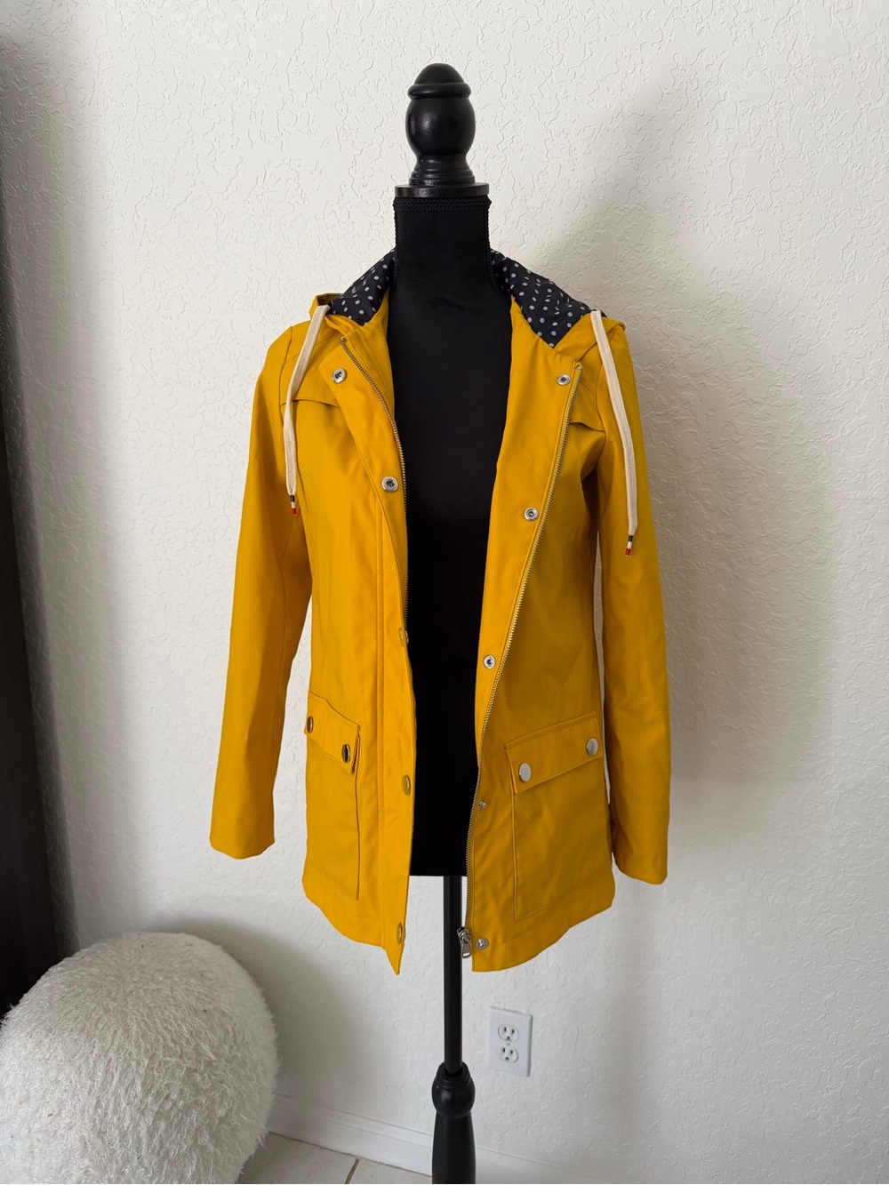Maison Jules Mustard Trench Coat with Hood